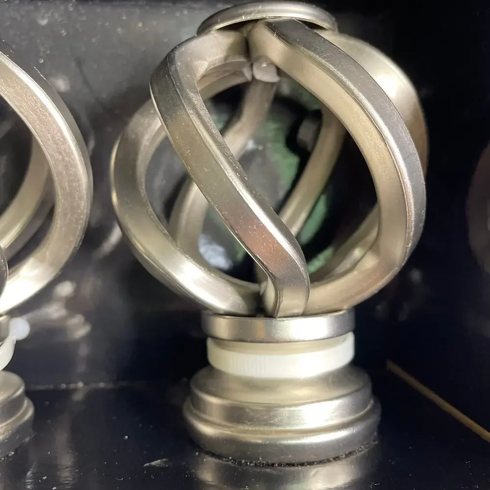 NEW Cambria Elite Brushed Nickle Birdcage Curtain Rod Finial Set Of 2 266108